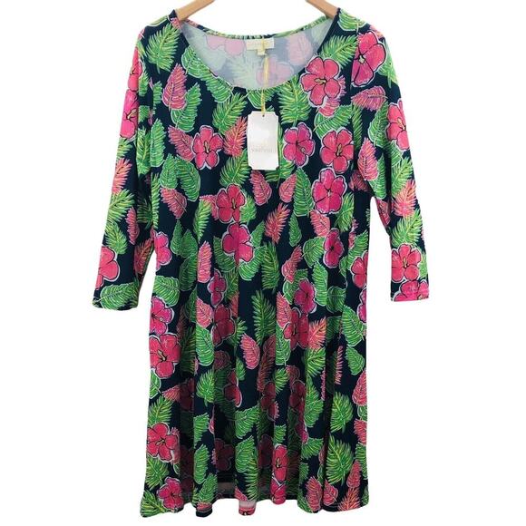 Simply Southern Mini Dress Womens Small Hibiscus Semi-Sheer Pool Cover Up NWT - Picture 1 of 8